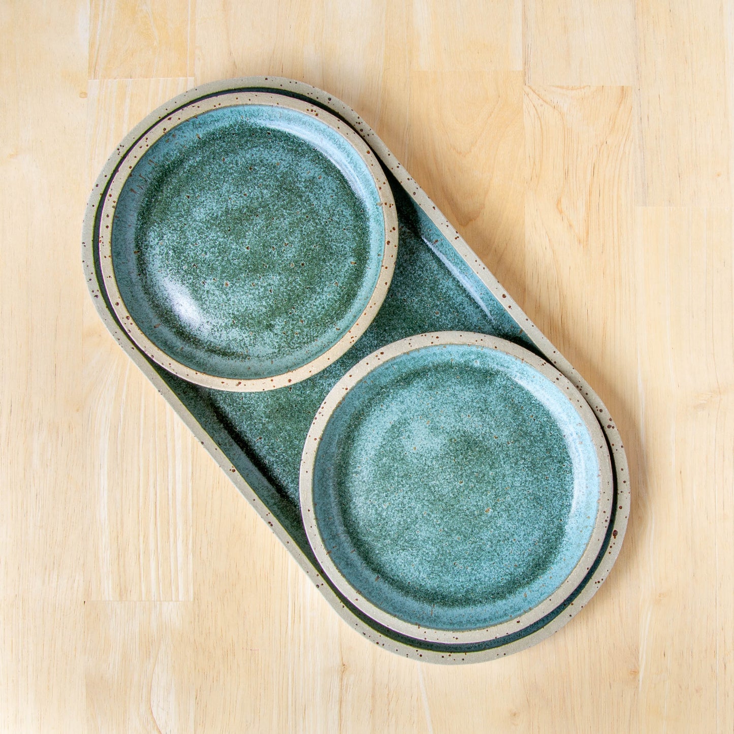 Rounded Oblong Plate Green Stone